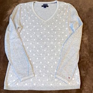 Tommy Hilfiger Polka Dot Pattern V Neck Long Sleeved Sweater
